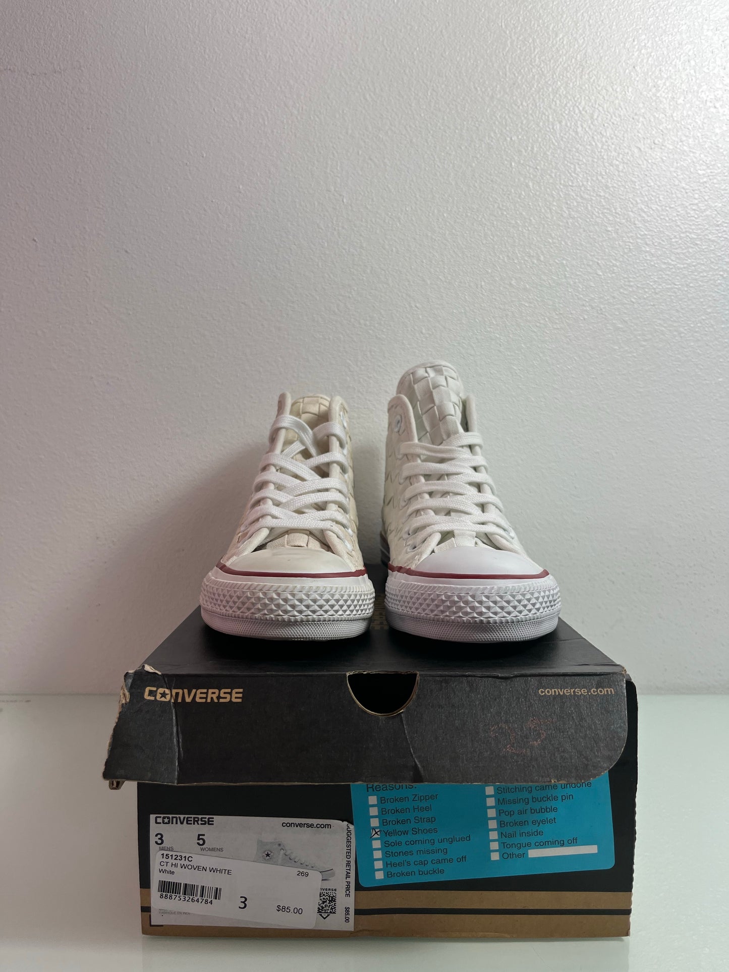 Converse Chuck Taylor Woven "White" Men's 3 Women's 5-151231C