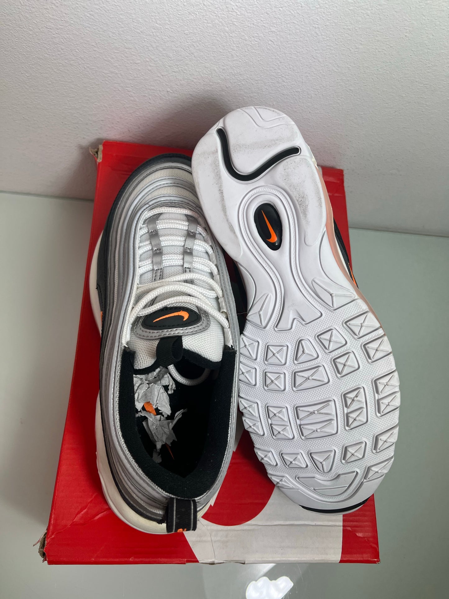 Nike Air Max 97 "White/Total Orange" Men's 8 - CW5419 101