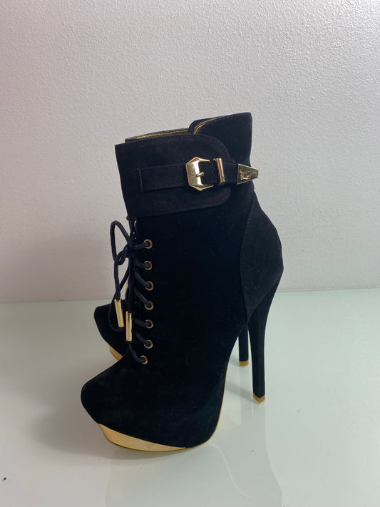 Posh Bootie "Black/Gold" Women's 6 - 086 Blk/Gld