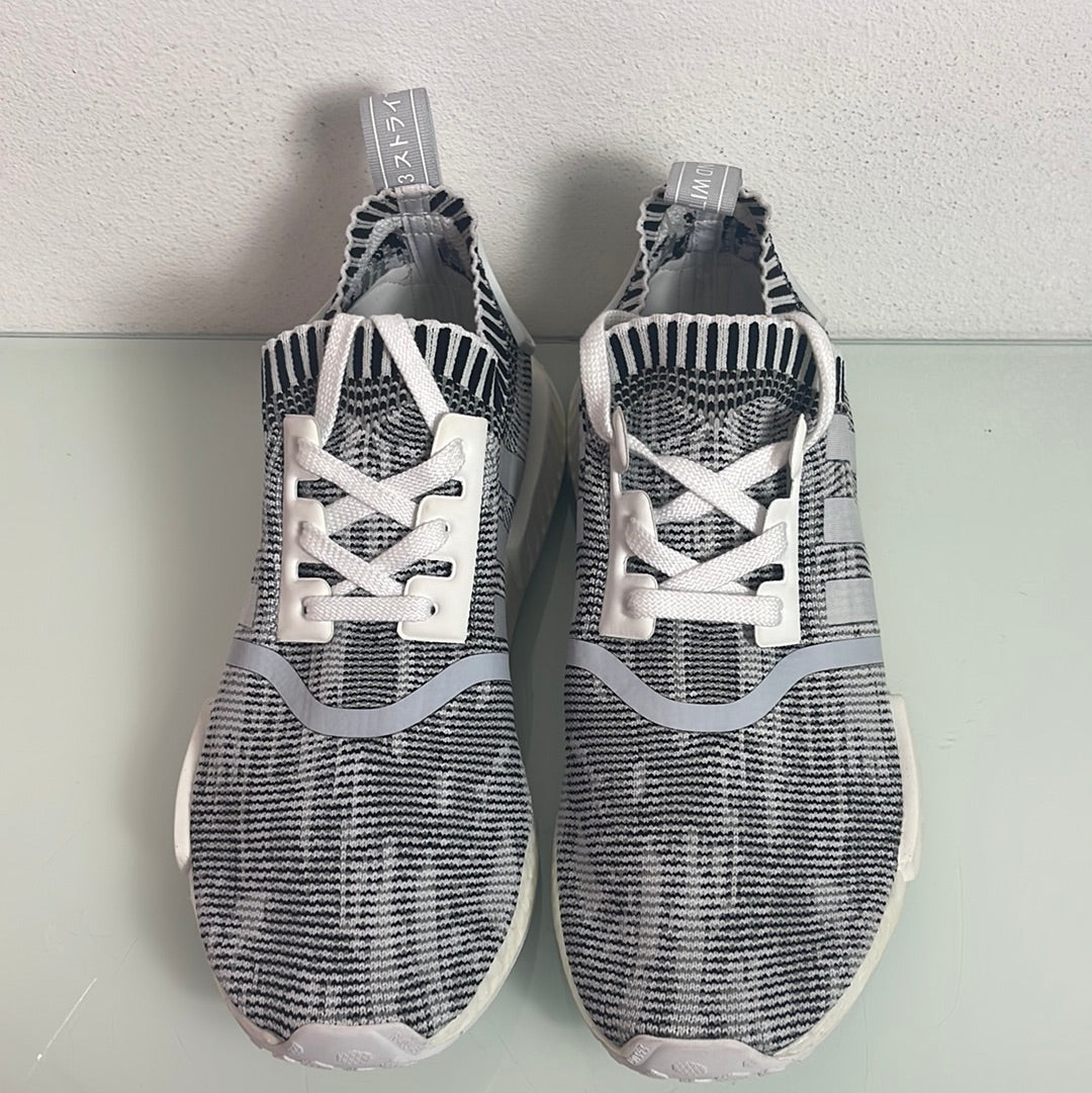 Adidas NMD R1 Glitch "Camo White/Black" MISMATE Men's L:9.5 R:8.5- BY1911