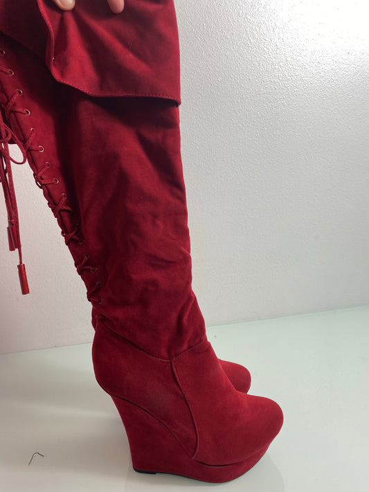 Posh Wedge Boot 'Red' Women's 6- 003 Red VLT