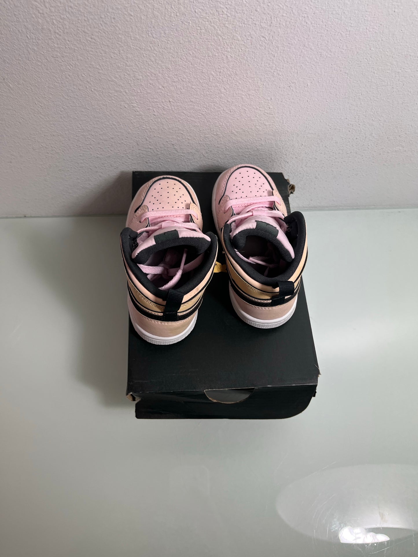 Jordan 1 Mid "Pink Foam/Black-White" (TD) Toddler's 7c-644507 601