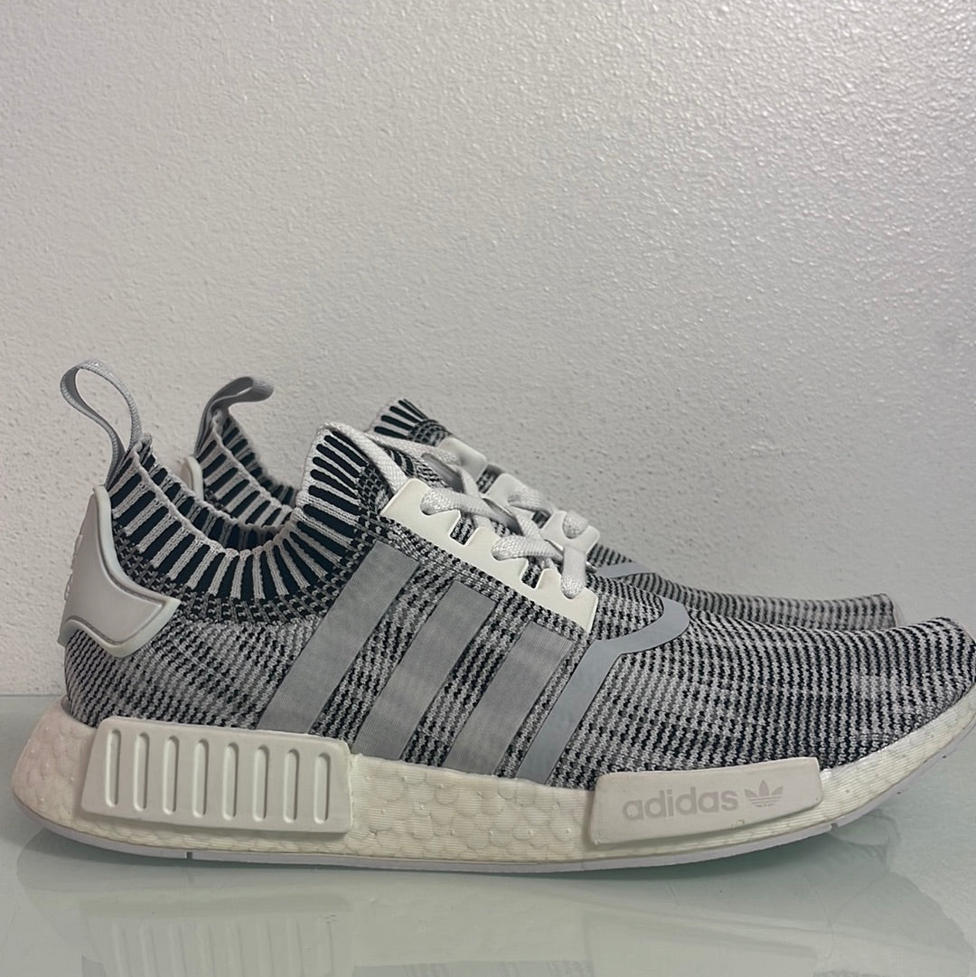 Adidas NMD R1 Glitch "Camo White/Black" MISMATE Men's L:9.5 R:8.5- BY1911