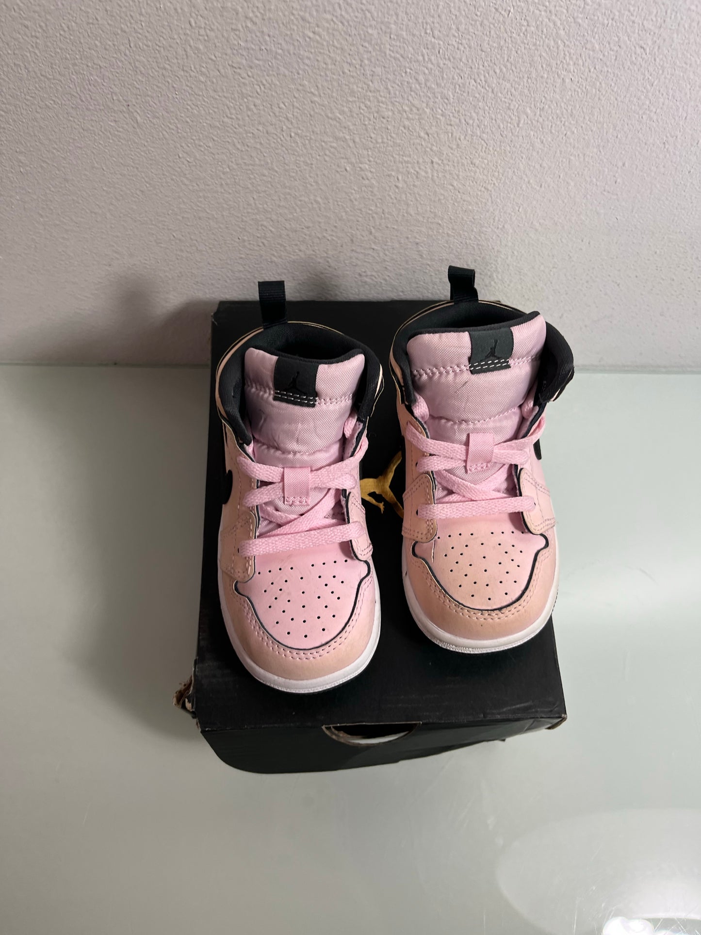 Jordan 1 Mid "Pink Foam/Black-White" (TD) Toddler's 7c-644507 601