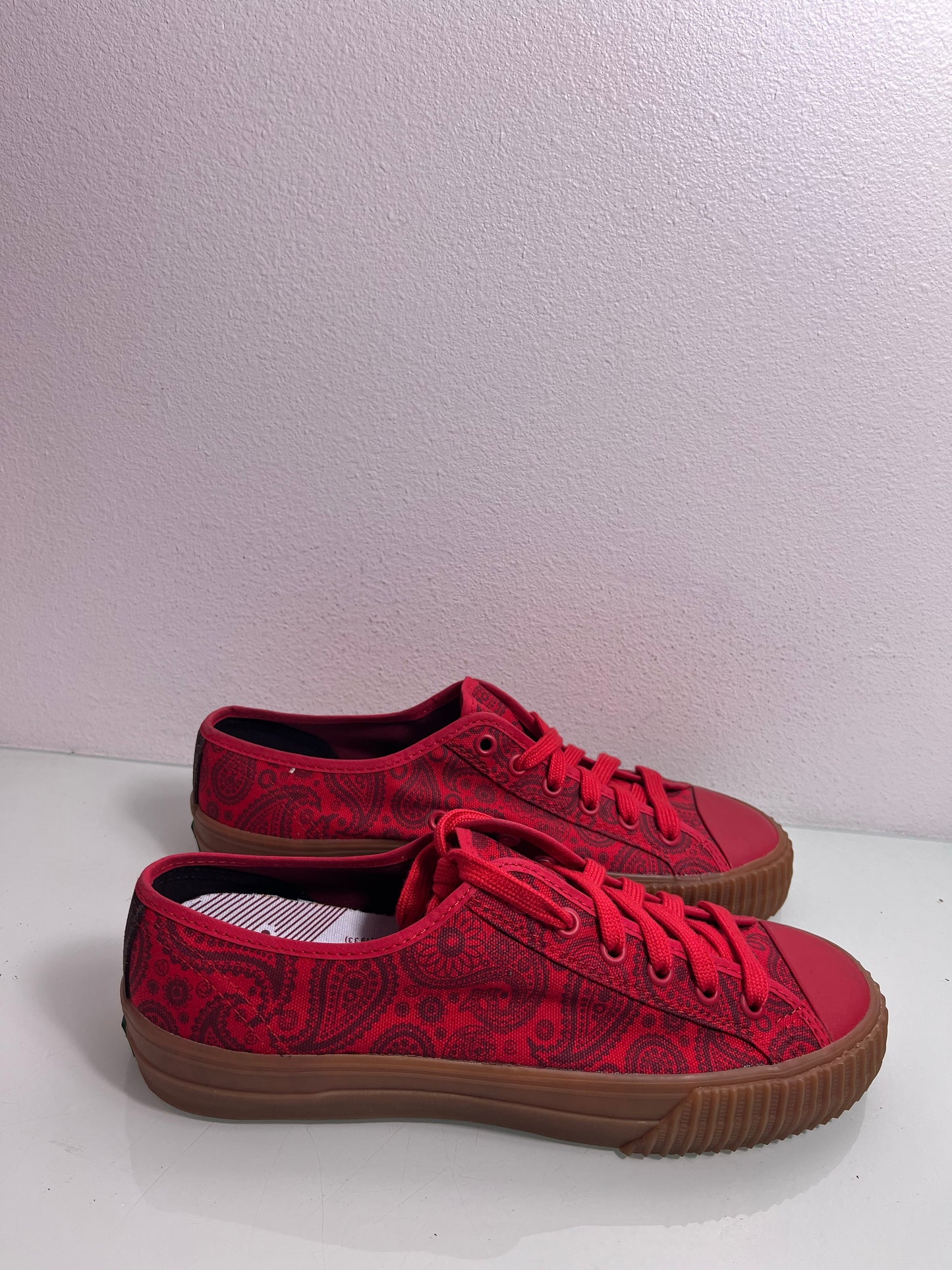 PF Flyers Center Lo "Paisley Red" MISMATE Men's L:8.5 R:8- PM14OL4H