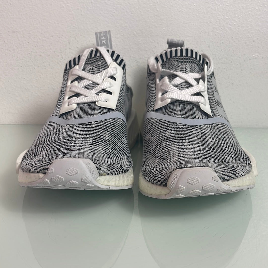 Adidas NMD R1 Glitch "Camo White/Black" MISMATE Men's L:9.5 R:8.5- BY1911